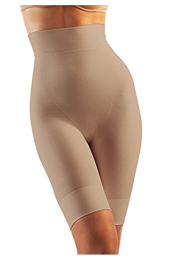 Tummy Flatting & Butt enhancing High Waist Compression Shorts. Microfiber Shape Wear. For Slimmer Look & After Cosmetic Surgery. Post-Op Garments. Fine Italian Made Quality & Style(Med. Beige)