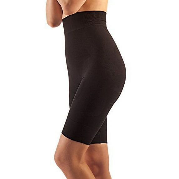 Tummy Flatting & Butt enhancing High Waist Compression Shorts. Microfiber Shape Wear. For Slimmer Look & After Cosmetic Surgery. Post-Op Garments. Fine Italian Made Quality & Style(Large Black)