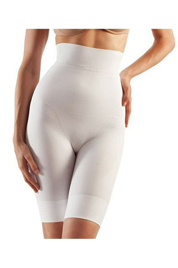 Tummy Flatting & Butt enhancing High Waist Compression Shorts. Microfiber Shape Wear. For Slimmer Look & After Cosmetic Surgery. Post-Op Garments. Fine Italian Made Quality & Style(XXLrg White)