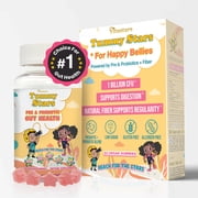 Tummy Stars Kids Prebiotic & Probiotic Gummies + Fiber   Gut Health & Digestion Support for Kids | Promotes Regularity, Detox Support & Mood Support | Vegan, 60 Count