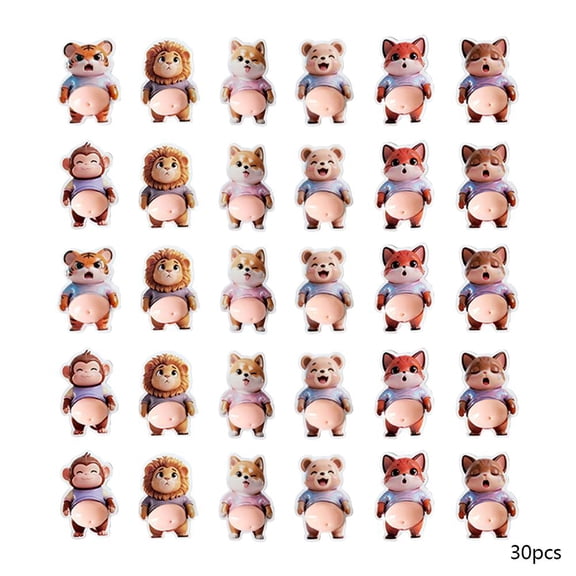 Tummy Stickers 30 Pack, Funny 3D Prank Toys, Soft TPR Animal For Phone, Laptop, Stickers Decor, Gag Gif Desk