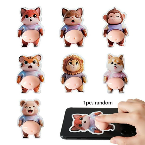 Tummy Stickers 30 Pack, Funny 3D Prank Toys, Soft TPR Animal for Phone, Desk Laptop, Stickers Gag Decor, GIF