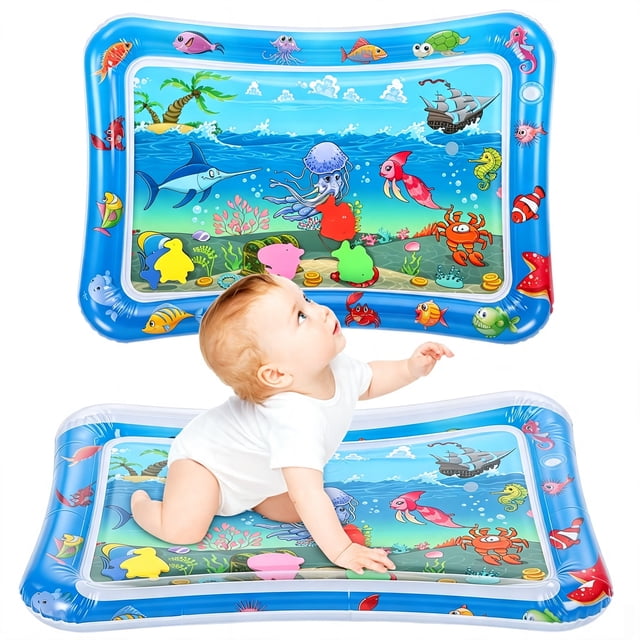 26 x 18.5inch Tummy Time Baby Water Mat,Inflatable Infant Toys for for ...