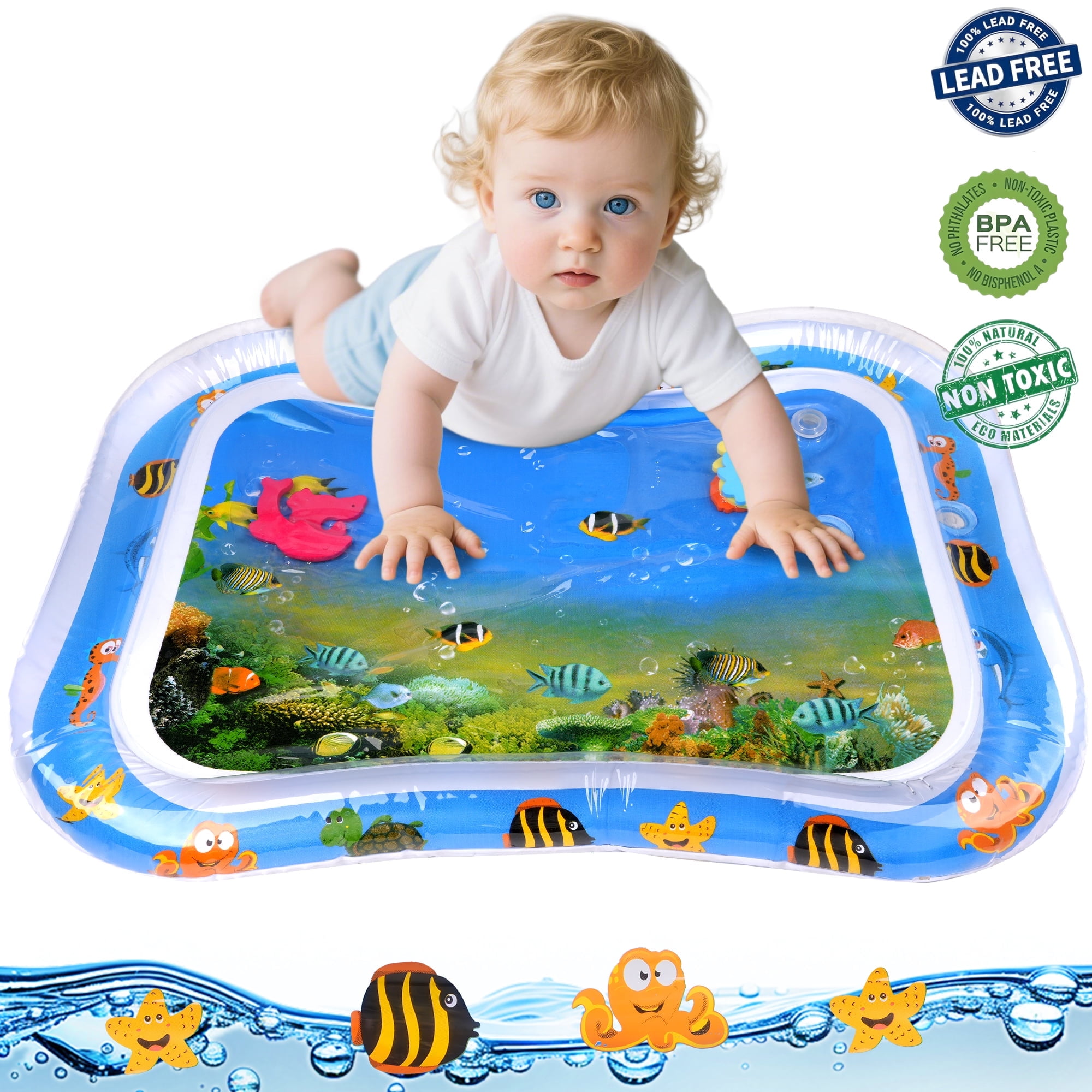 Tummy Time Mat,Qissep Inflatable Premium Baby Water Play Mat for Infants and Toddlers Baby Water Mats for 3 to 12 Months Promote Development Toys Baby Gifts,Strengthen Your Baby's Muscles