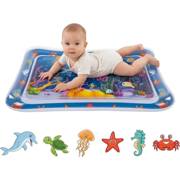 for Tummy Time Water Mat for Babies, Inflatable Tummy Time Water Play Mat, with Bright and Colorful Patterns, for Interactive and Fun Early Learning, Ocean-Themed