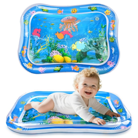 Tummy Time Water Mat,Inflatable Baby Play Mat for Newborn Infant 3 to 24 Month Boy Girl,Promoting Baby Motor and Sensory Development,Great Gift Idea,Blue