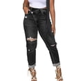 thumbnail image 1 of Tummy Tuck Skinny Ripped High Waist Jeans-Dark Wash, 1 of 6
