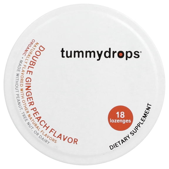 Tummydrops Double Ginger, Peach, 18 Lozenges