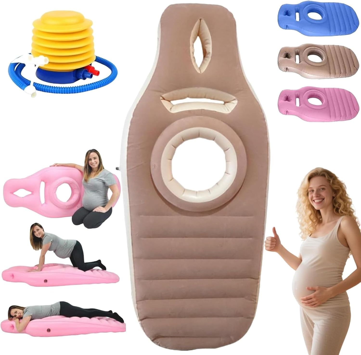 Tummynest Pregnancy Mattress, Inflatable Pregnancy Pillow with Hole, Adjustable Portable Inflatable Pregnancy Pillow, Full Body Maternity Airbed with Hole for Stomach & Side (Pink)