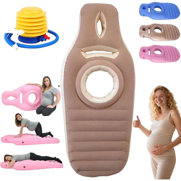 Tummynest Pregnancy Mattress, Inflatable Pregnancy Pillow with Hole, Adjustable Portable Inflatable Pregnancy Pillow, Full Body Maternity Airbed with Hole for Stomach & Side (Pink)
