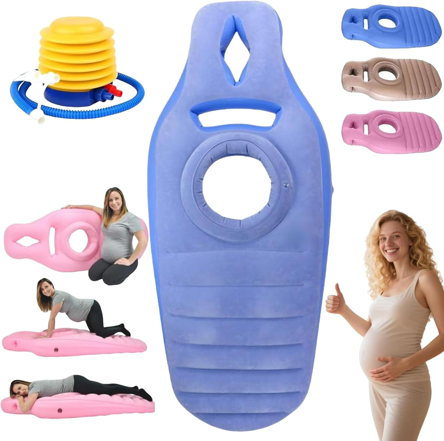 Tummynest Pregnancy Mattress, Inflatable Pregnancy Pillow with Hole, Adjustable Portable Inflatable Pregnancy Pillow, Full Body Maternity Airbed with Hole for Stomach & Side (Pink)