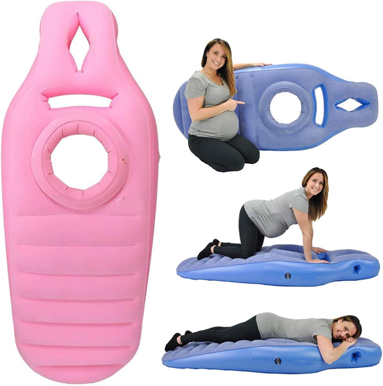 Tummynest Pregnancy Mattress, Tottlebee Pregnancy Pillow, Full Body Pregnancy Mattress with Hole, Adjustable Portable Inflatable Pregnancy Pillow, Comfort for Stomach & Side Sleepers (Pink)