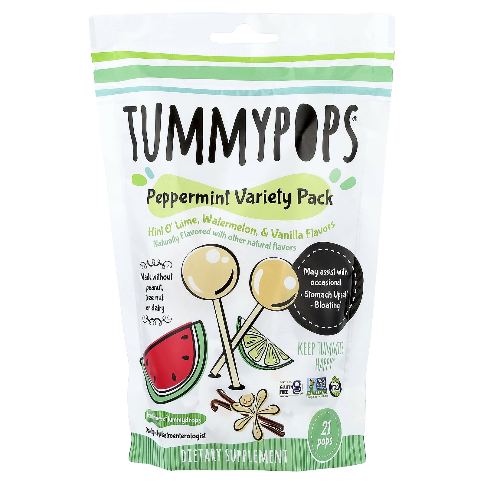 Pepermint Pop Tummypops Peppermint Variety Pack with 21 Pops, Organic Flavors ...
