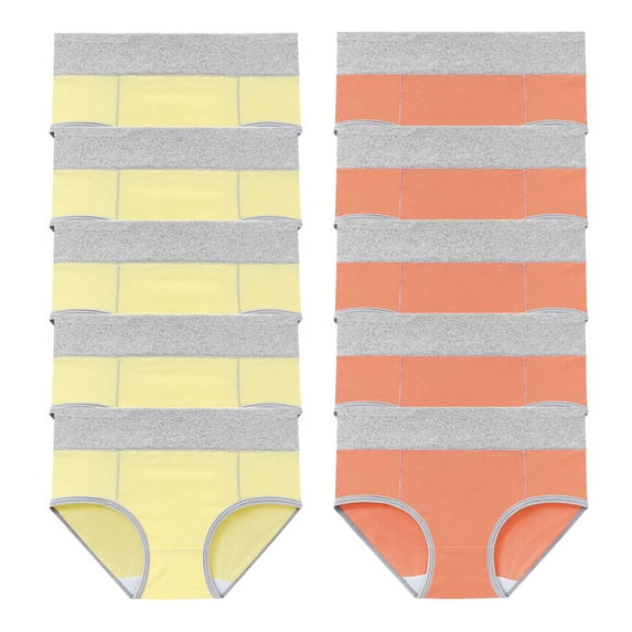Tumotour 10PC Oversized Underwear for women Cotton Panties High Waist Panty Soft Ladies Hi-Cut Briefs Stretch Briefs Multipack Bikini Panties