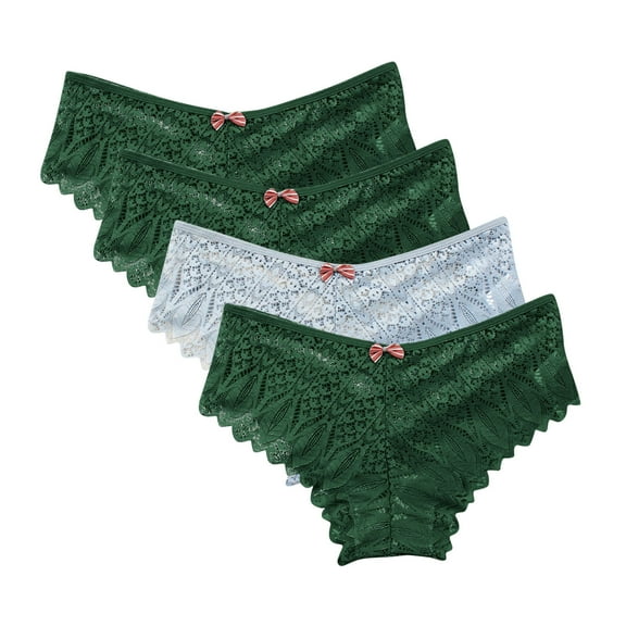 Tumotour 4Pack Panties for Women Plus Size Lace Briefs Casual Solid Color Multipack Underpants