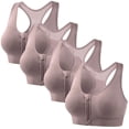 thumbnail image 1 of Tumotour 4Pc Front Closure Bras For Women'S Front Zipper Plus Size Sports Bra Supportive No Underwire Bras, 1 of 8