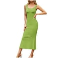 thumbnail image 1 of Tumotour Ankle-Length Dress For Women Sleeveless Square Neck Linen Thin Long Bodycon Dress Casual Solid Color Loose Long Maxi Dresses, 1 of 5