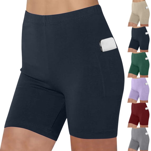 Tumotour Athletic Running Yoga Short for Women's Elastic Waist Outdoor Work Shorts Jogging Walkshort Summer High Waisted Biker Shorts with Pocket