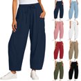 thumbnail image 1 of Tumotour Athletic Workout Running Pants for Women Elastic Waist Drawstring Wide-Leg Pants Slacks Summer Beach Trousers with Pocket, 1 of 7