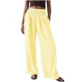 thumbnail image 1 of Tumotour Athletic Workout Running Pants for Women Plaid Wide-Leg Pants Summer Beach Trousers with Pocket Stretch Waist Slacks, 1 of 7