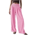 thumbnail image 1 of Tumotour Athletic Workout Running Pants for Women Plaid Wide-Leg Pants Summer Beach Trousers with Pocket Stretch Waist Slacks, 1 of 7