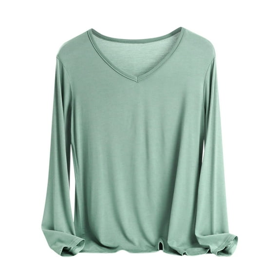 Tumotour Pullover for Women V-Neck Long Sleeve Casual Loose Top 2025 Sweatshirts Blouse Tops