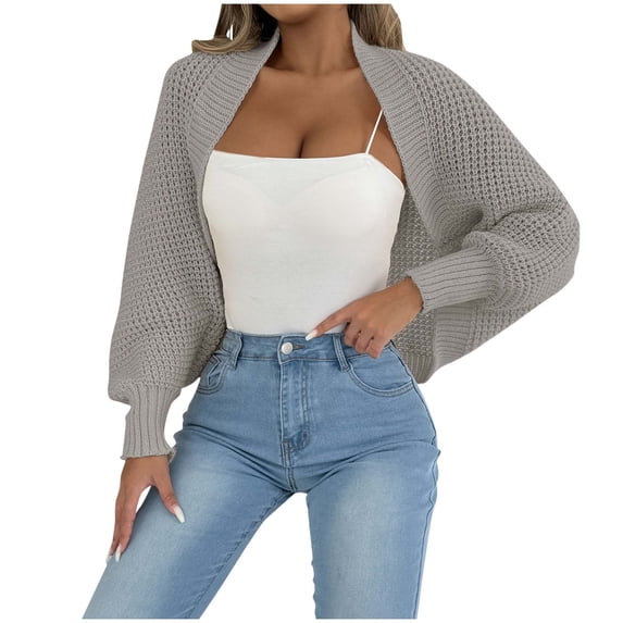 Tumotour Bolero Shrug Cropped Cardigan for Women Irregular Hem Open Front Shawl Outerwear Coats Fall Lightweight Kint Cardigan