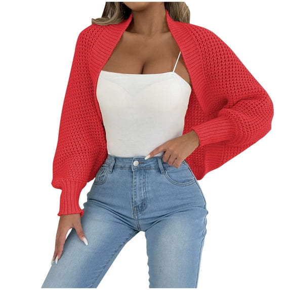 Tumotour Bolero Shrug Cropped Cardigan for Women Irregular Hem Open Front Shawl Outerwear Coats Fall Lightweight Kint Cardigan