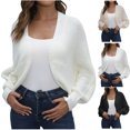 thumbnail image 1 of Tumotour Bolero Shrug Cropped Cardigan for Women's Irregular Hem Long Sleeve Open Front Outerwear Coats Fall Lightweight Kint Cardigan Sweater, 1 of 5
