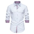 thumbnail image 1 of Tumotour Button Down Shirts For Men Plaid Patchwork Long Sleeve Lapel Crew Neck Regular-Fit Dressy Blouse Casual Wrinkle Free Untucked Stretch Office Workwear, 1 of 8