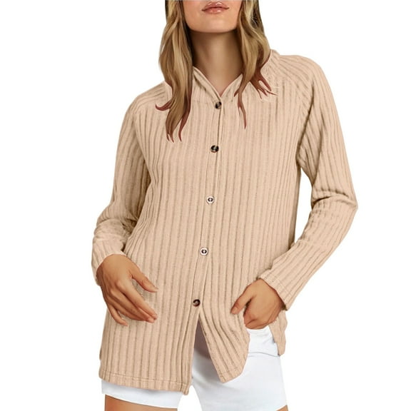 Tumotour Button Up Ribbed Sweatshirts For Women Long Sleeve Button Down Shirts Lightweight Cardigan Sweaters Going Out Fall Hooded Tops