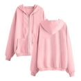 thumbnail image 1 of Tumotour Cardigan for Women Crew Neck Long Sleeve With Zip Up Hoodie Drawstring Casual Loose Top 2025 Sweatshirts With Pocket, 1 of 4