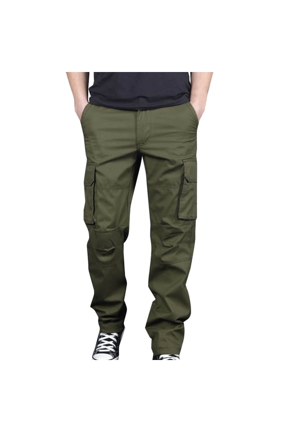 Cargo Pants For Men Pockets Elastic Waist Hook And Loop Pants Loose Fit Lightweight Pull On Workwear Cargo Sweatpants