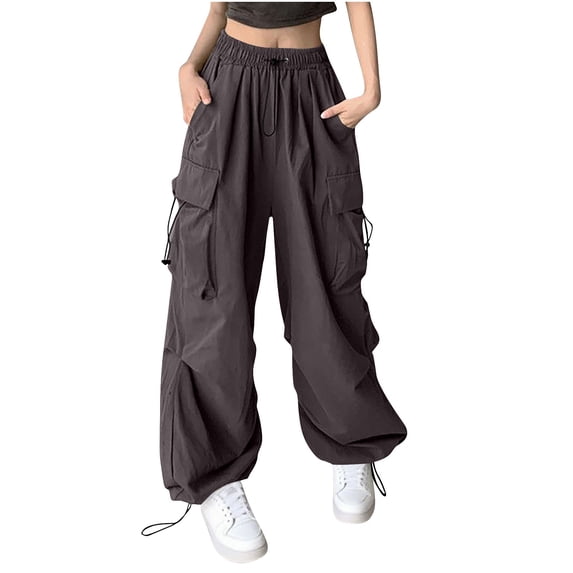 Tumotour Cargo Pants for Women High Waist Loose Trendy Sweatpants with Pockets Outdoor Solid Color Lightweight Workout Pants Comfy Fashion Travel Casual Jogger Pants
