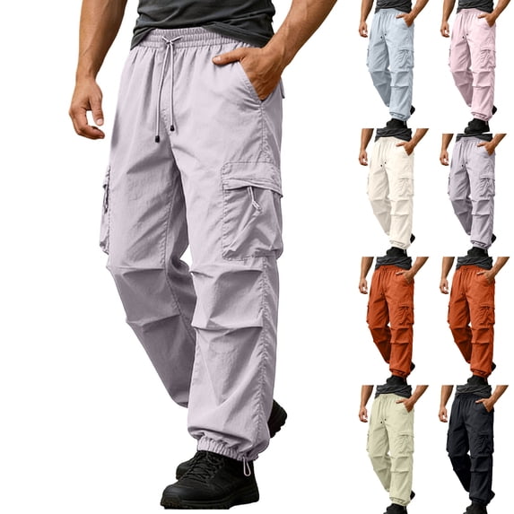 Tumotour Cargo Pants for Men Cuffed Pants Athletic Workout Running Joggers with Pocket Outdoor Sports Workwear Pants