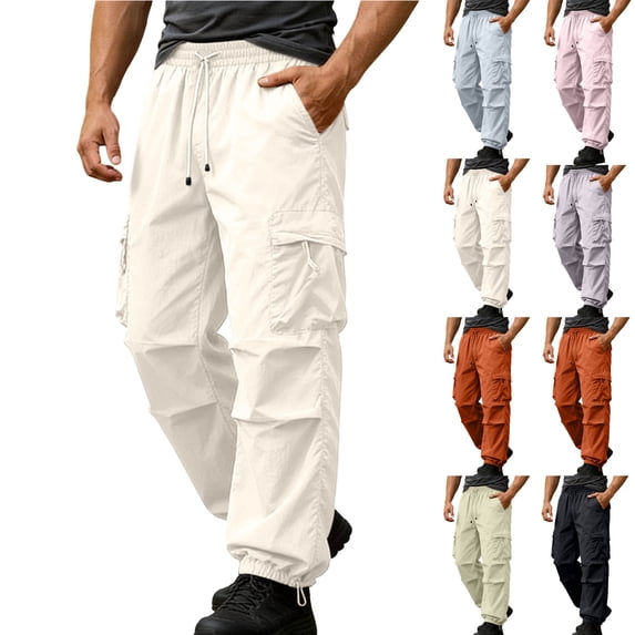 Tumotour Cargo Pants for Men Cuffed Pants Athletic Workout Running Joggers with Pocket Outdoor Sports Workwear Pants
