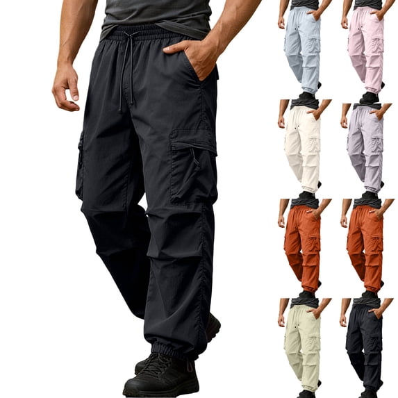 Tumotour Cargo Pants for Men Cuffed Pants Athletic Workout Running Joggers with Pocket Outdoor Sports Workwear Pants