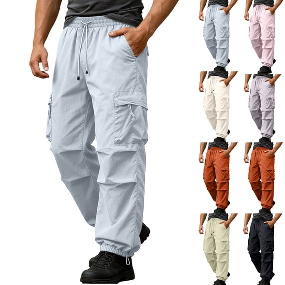 Tumotour Cargo Pants for Men Cuffed Pants Athletic Workout Running Joggers with Pocket Outdoor Sports Workwear Pants