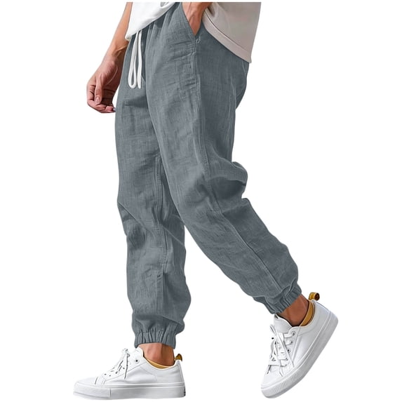 Tumotour Cargo Pants for Men Elastic Waist Cuffed Pants Athletic Workout Running Joggers Drawstring with Pocket