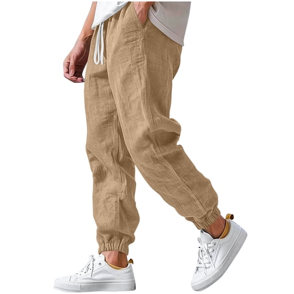 Tumotour Cargo Pants for Men Elastic Waist Cuffed Pants Athletic Workout Running Joggers Drawstring with Pocket