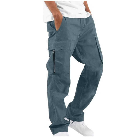 Tumotour Cargo Pants for Men With Multi Pockets Outdoor Sports Pants Drawstring Straight Leg Pant Work Trousers