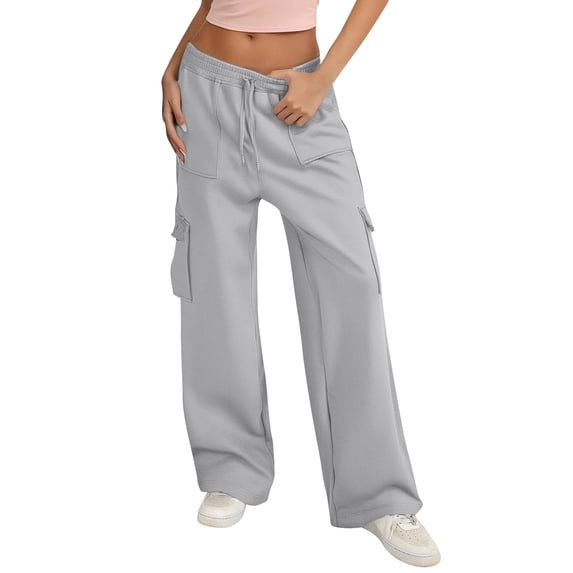 Tumotour Cargo Pants for Women With Pockets High Waisted Casual Elastic Drawstring Work Pants Baggy Wide Leg Pant Trousers
