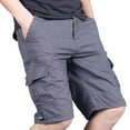 thumbnail image 1 of Tumotour Cargo Shorts For Men Solid Color 3/4 Relaxed Fit Mens Running Shorts With Pockets High Elastic Waist Casual Hiking Shorts Stretch Work Shorts, 1 of 5