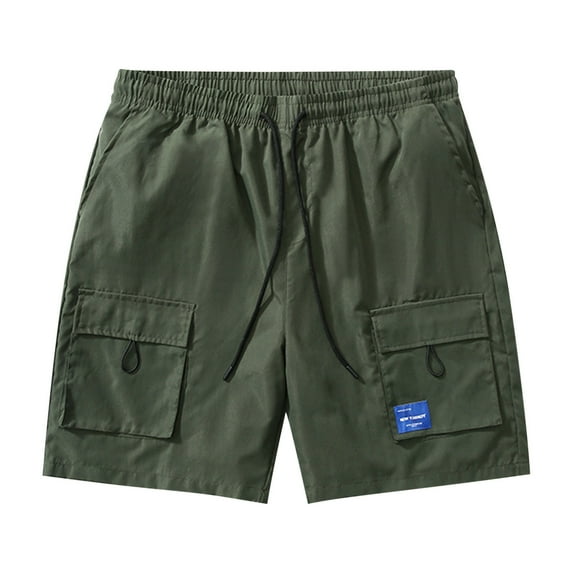 Tumotour Cargo Shorts For Men Solid Color Workwear Shorts Outdoor Casual Multi Pocket Five Quarter Pants Drawstring Elastic Waist Athletic Workout Shorts