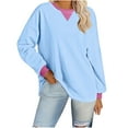 thumbnail image 1 of Tumotour Color Block Sweatshirts for Women Crewneck Long Sleeve Oversized Pullover Tops Casual Fall Outfits, 1 of 6
