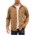 thumbnail image 1 of Tumotour Corduroy Coats For Men Button Down Long Sleeve Lapel V-Neck Shirts Casual Solid Color Simplicity Versatile Lightweight Shacket Coats, 1 of 5