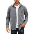 thumbnail image 1 of Tumotour Corduroy Jacket For Men Button Down Long Sleeve Lapel V-Neck Shirts Casual Solid Color Simplicity Versatile Lightweight Shacket Jacket, 1 of 5