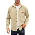 thumbnail image 1 of Tumotour Corduroy Jacket For Men Button Down Long Sleeve Lapel V-Neck Shirts Casual Solid Color Simplicity Versatile Lightweight Shacket Jacket, 1 of 5