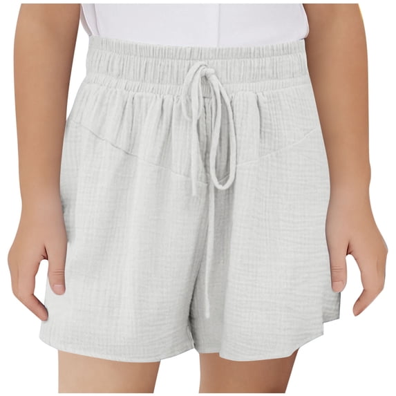 Tumotour Linen Shorts For Teens Summer Sports Casual Baggy Trendy Short Pants High Elastic Waist Drawstring Comfy Shorts