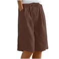 thumbnail image 1 of Tumotour Linen Shorts For Women Casual Long Wide Leg Shorts High Waisted Comfy Summer Button Drawstring Shorts With Pockets, 1 of 9